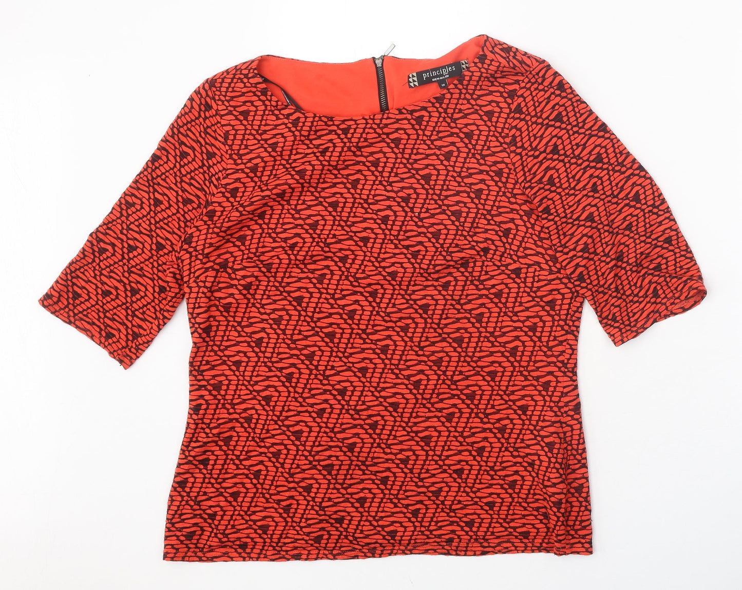 Womens UK Size 12 Principles Red Basic T-Shirt