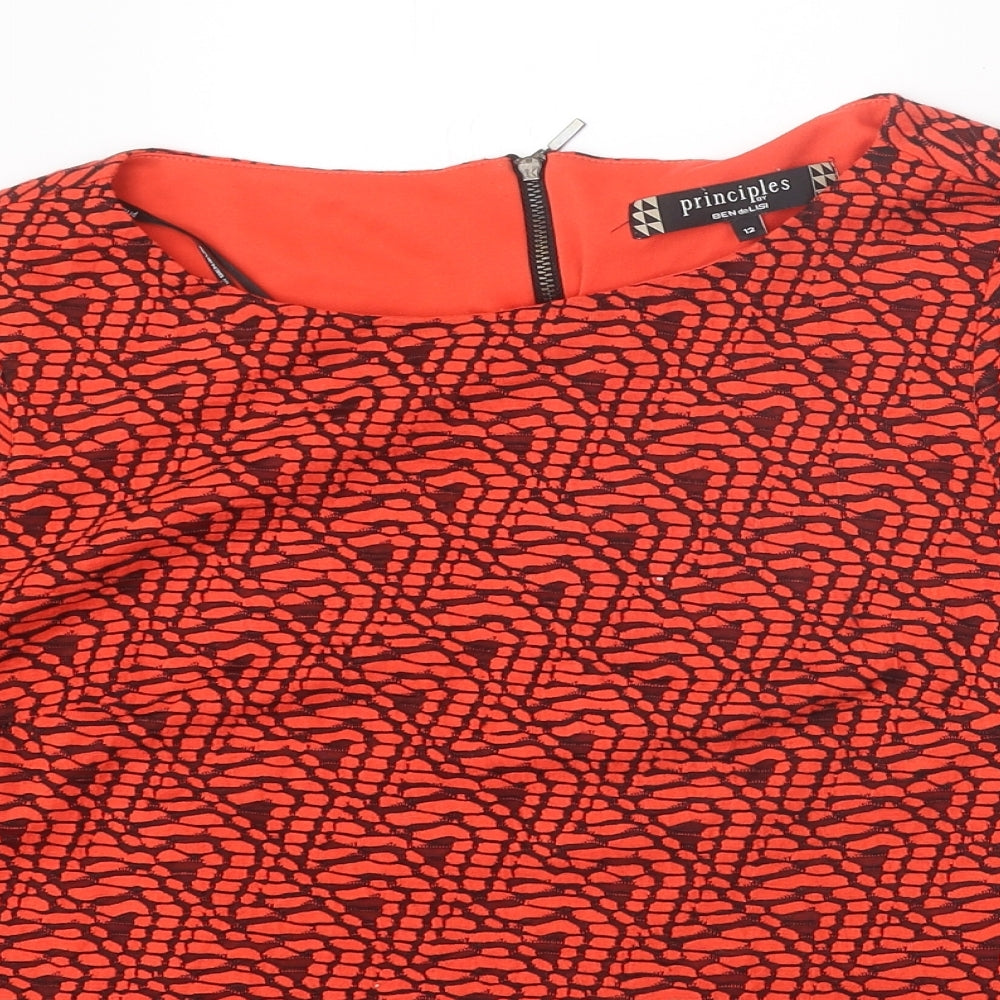 Womens UK Size 12 Principles Red Basic T-Shirt