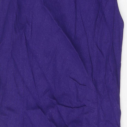 Autonomy Womens Purple Linen Pencil Dress Size 12 Boat Neck Zip