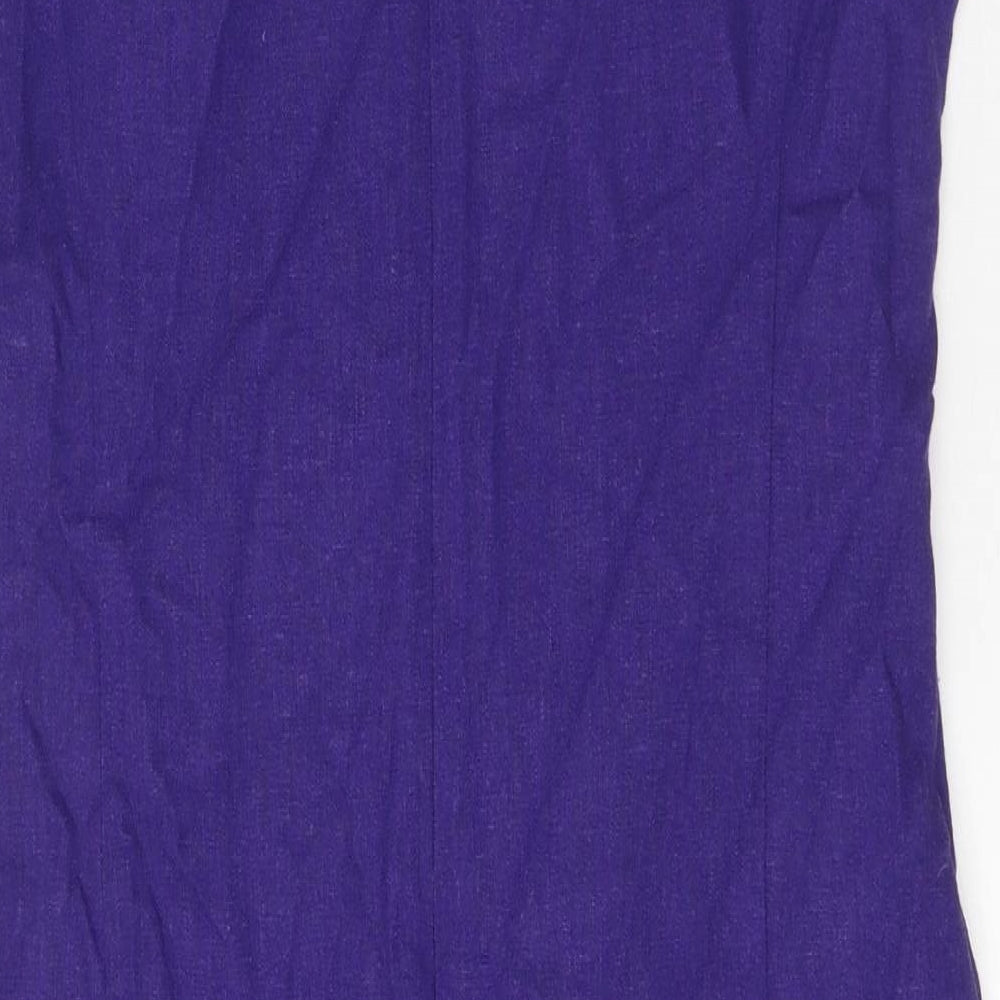 Autonomy Womens Purple Linen Pencil Dress Size 12 Boat Neck Zip
