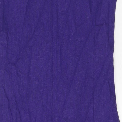 Autonomy Womens Purple Linen Pencil Dress Size 12 Boat Neck Zip