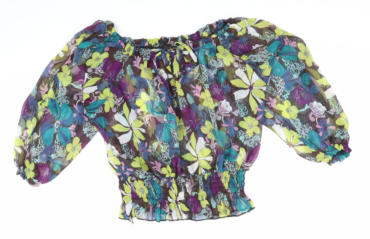 Zuppe Womens Multicoloured Geometric Polyester Basic Blouse Size 8 Off the Shoulder
