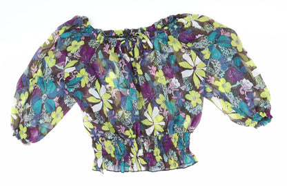 Zuppe Womens Multicoloured Geometric Polyester Basic Blouse Size 8 Off the Shoulder