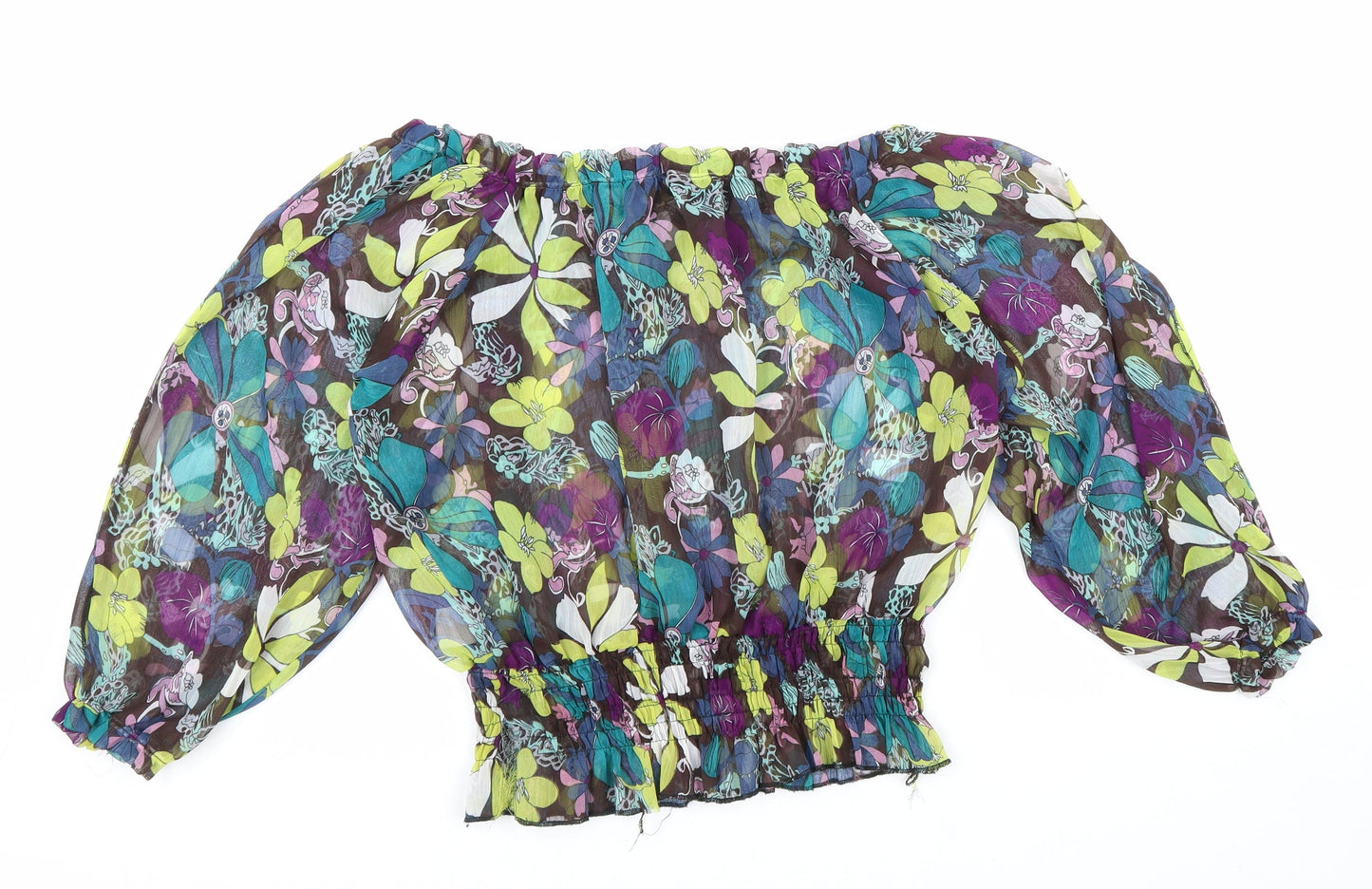 Zuppe Womens Multicoloured Geometric Polyester Basic Blouse Size 8 Off the Shoulder