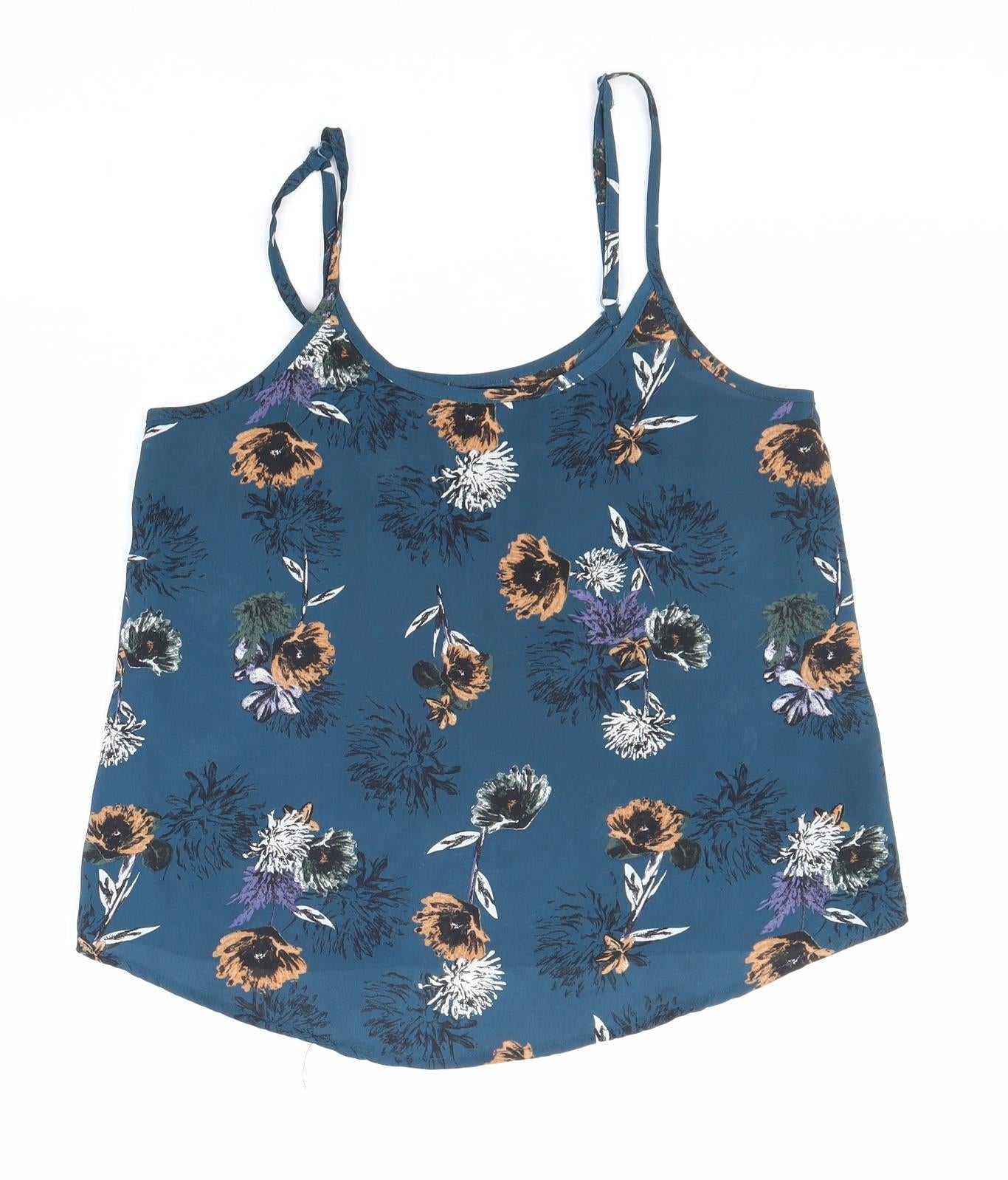 Cotton On Womens Blue Floral Polyester Camisole Tank Size 2XS Round Neck