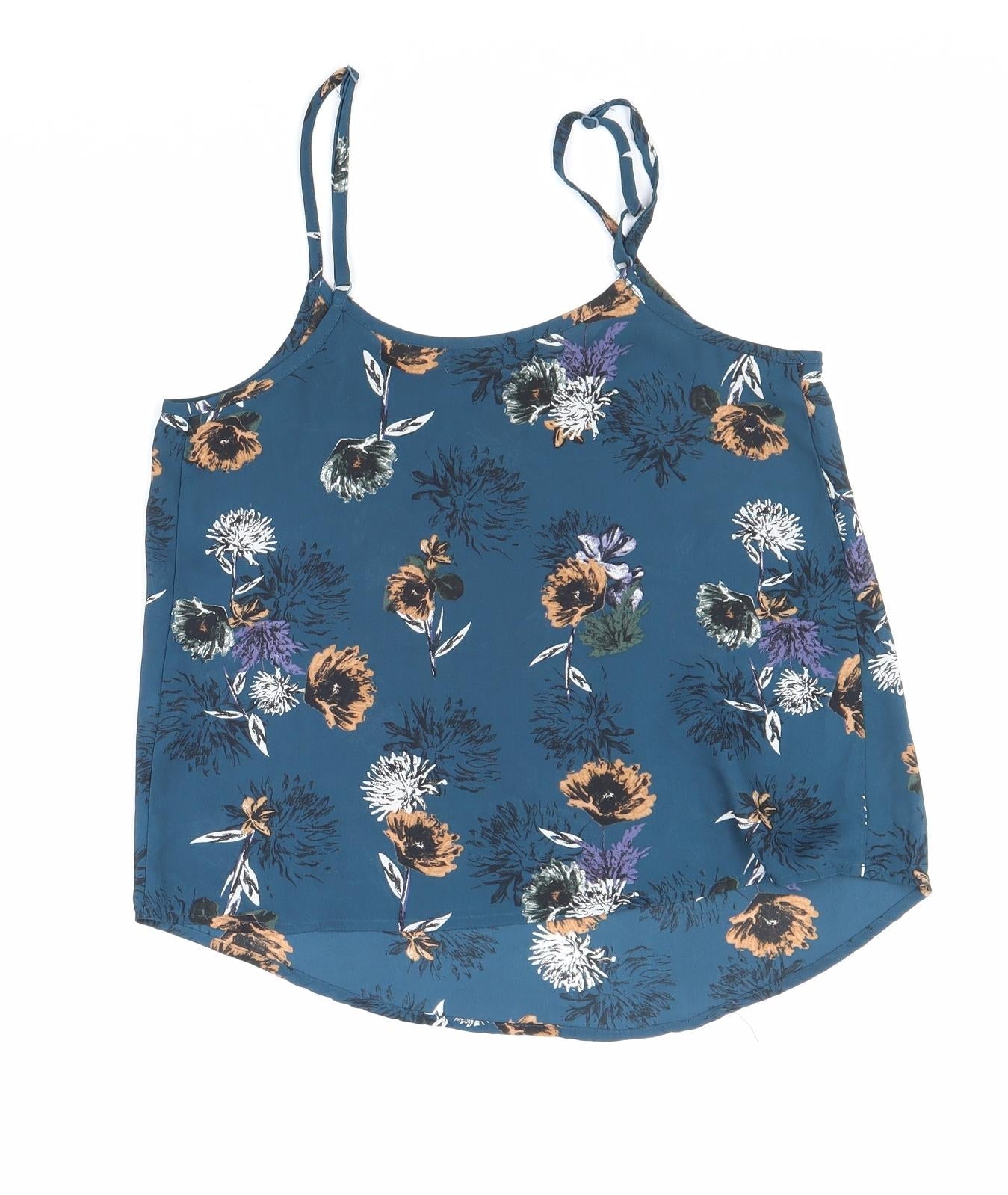 Cotton On Womens Blue Floral Polyester Camisole Tank Size 2XS Round Neck