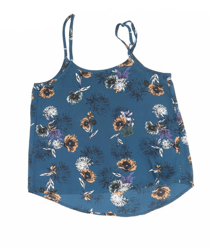 Cotton On Womens Blue Floral Polyester Camisole Tank Size 2XS Round Neck