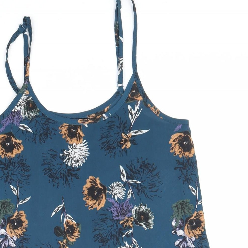 Cotton On Womens Blue Floral Polyester Camisole Tank Size 2XS Round Neck