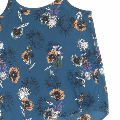Cotton On Womens Blue Floral Polyester Camisole Tank Size 2XS Round Neck