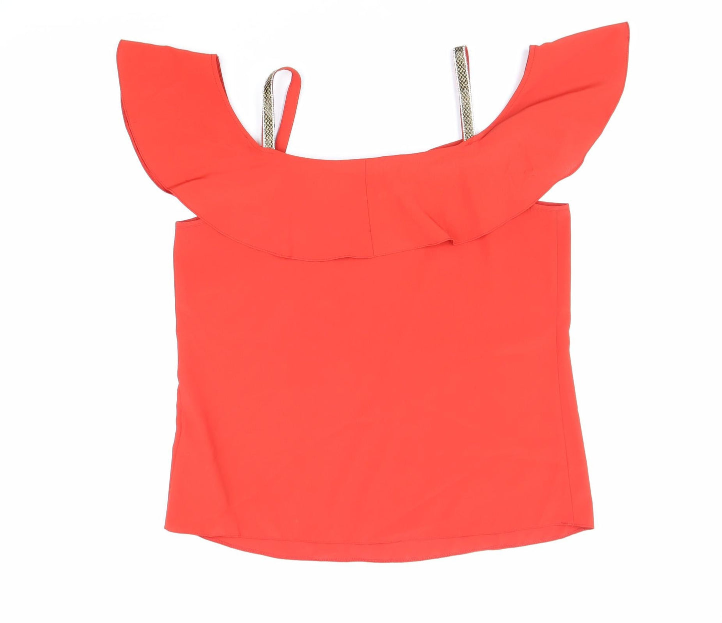 George Womens Red Polyester Basic Blouse Size 10 Off the Shoulder