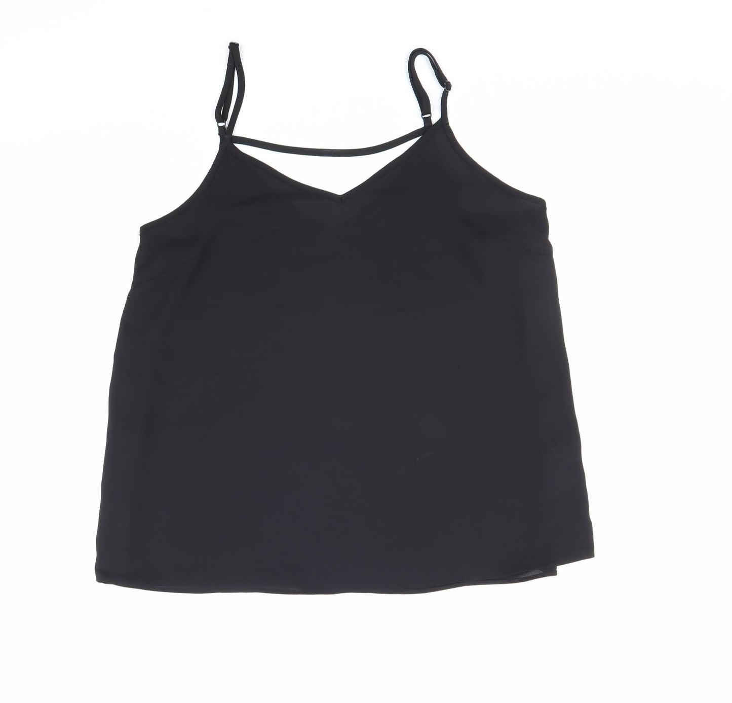 Primark Womens Black Polyester Camisole Tank Size 10 V-Neck - Cross Back Detail