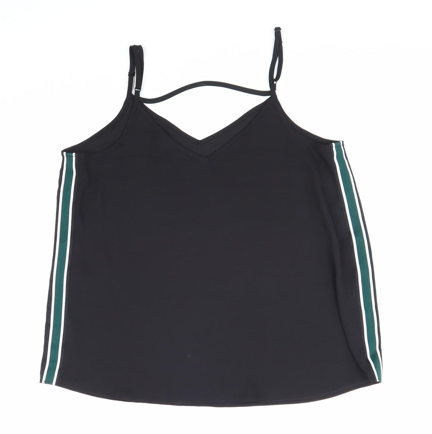 Primark Womens Black Polyester Camisole Tank Size 10 V-Neck - Cross Back Detail