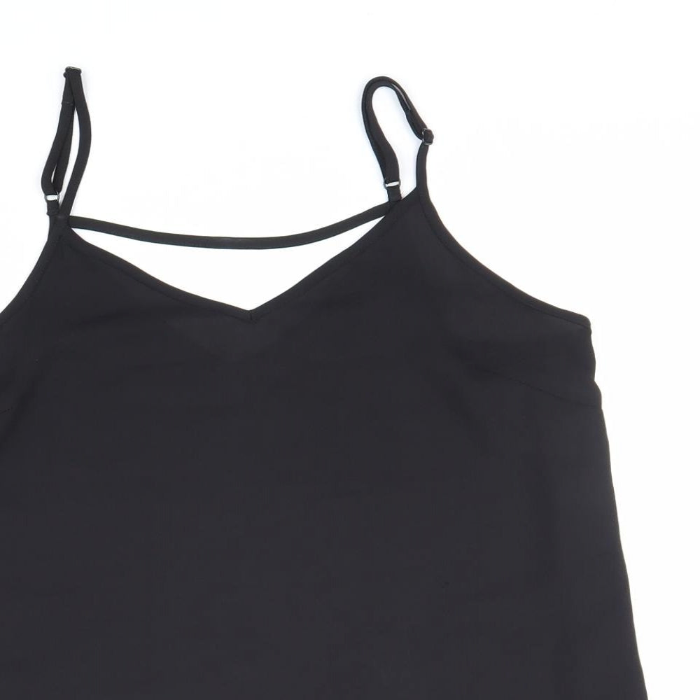 Primark Womens Black Polyester Camisole Tank Size 10 V-Neck - Cross Back Detail
