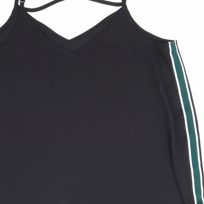 Primark Womens Black Polyester Camisole Tank Size 10 V-Neck - Cross Back Detail