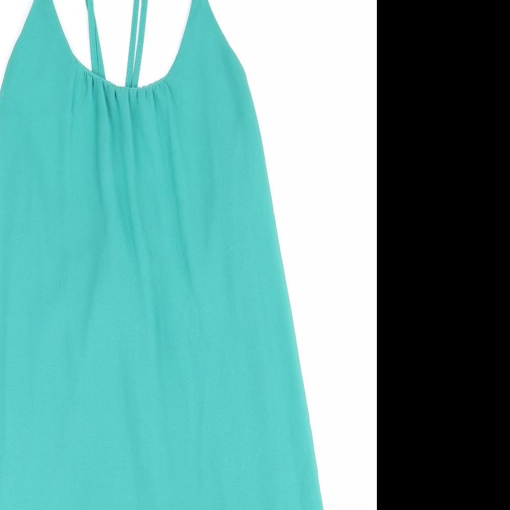 Moo Womens Green Polyester Basic Tank Size XL Scoop Neck
