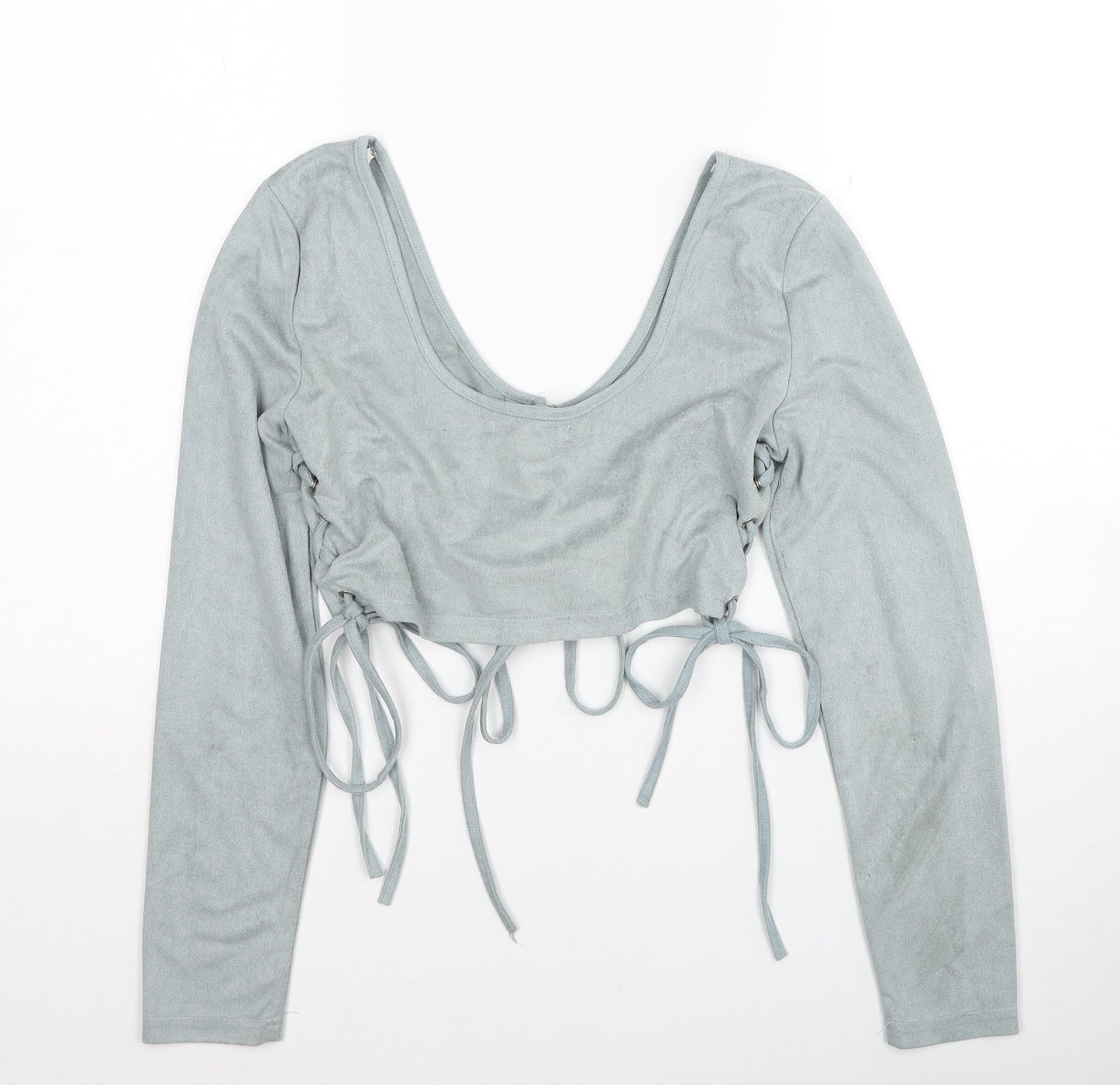 Womens UK Size 10 Missguided Blue Cropped T-Shirt