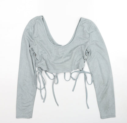Womens UK Size 10 Missguided Blue Cropped T-Shirt