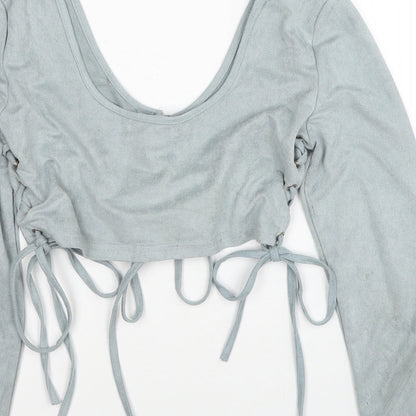 Womens UK Size 10 Missguided Blue Cropped T-Shirt