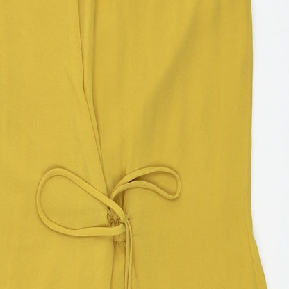 H&M Womens Yellow Polyester Shift Size 8 V-Neck Button