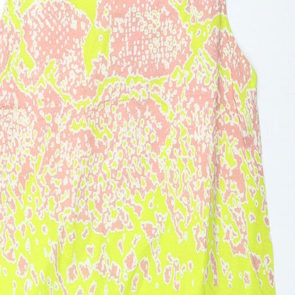 River Island Womens Multicoloured Geometric Viscose Tank Dress Size 8 Boat Neck Button - Lace Trim