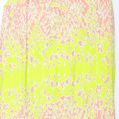 River Island Womens Multicoloured Geometric Viscose Tank Dress Size 8 Boat Neck Button - Lace Trim