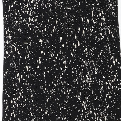 H&M Womens Black Geometric Viscose Pencil Dress Size XS Boat Neck Pullover