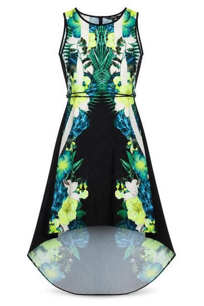Julien Macdonald Womens Multicoloured Floral Polyester A-Line Size 8 Boat Neck Pullover
