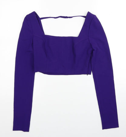 Womens UK Size XS Zara Purple Cropped Blouse
