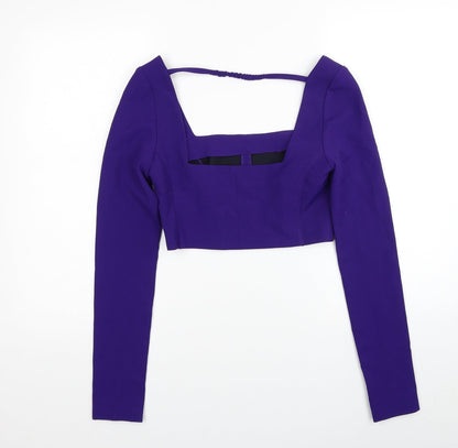 Womens UK Size XS Zara Purple Cropped Blouse