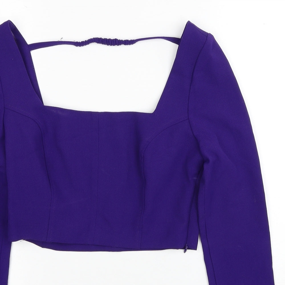 Womens UK Size XS Zara Purple Cropped Blouse