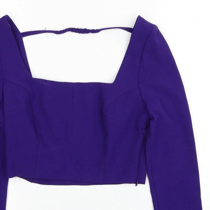 Womens UK Size XS Zara Purple Cropped Blouse