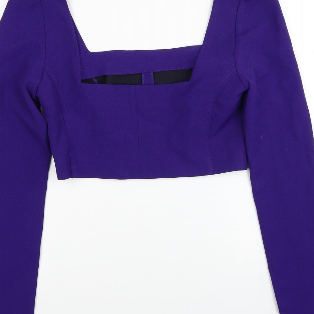 Womens UK Size XS Zara Purple Cropped Blouse