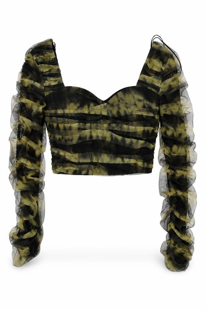 Womens UK Size M Zara Green Cropped Blouse