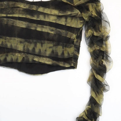 Womens UK Size M Zara Green Cropped Blouse