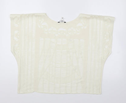 New Look Womens White Polyester Basic T-Shirt Size S Round Neck