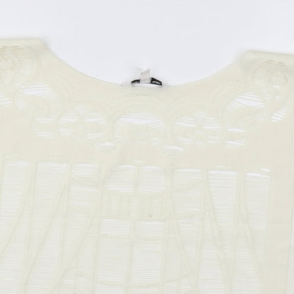 New Look Womens White Polyester Basic T-Shirt Size S Round Neck