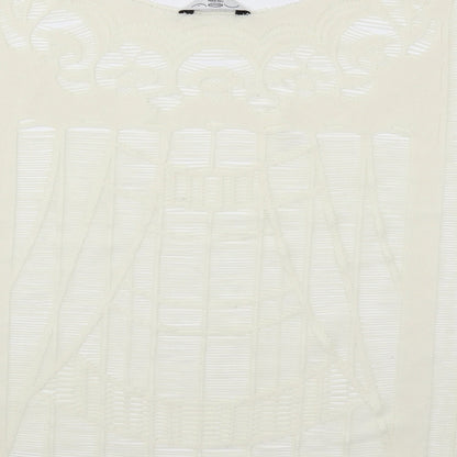 New Look Womens White Polyester Basic T-Shirt Size S Round Neck