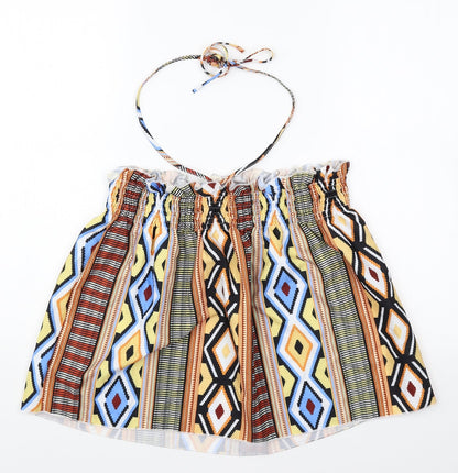 SheIn Womens Multicoloured Geometric Polyester Basic Tank Size S Halter