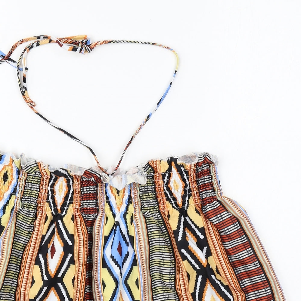 SheIn Womens Multicoloured Geometric Polyester Basic Tank Size S Halter