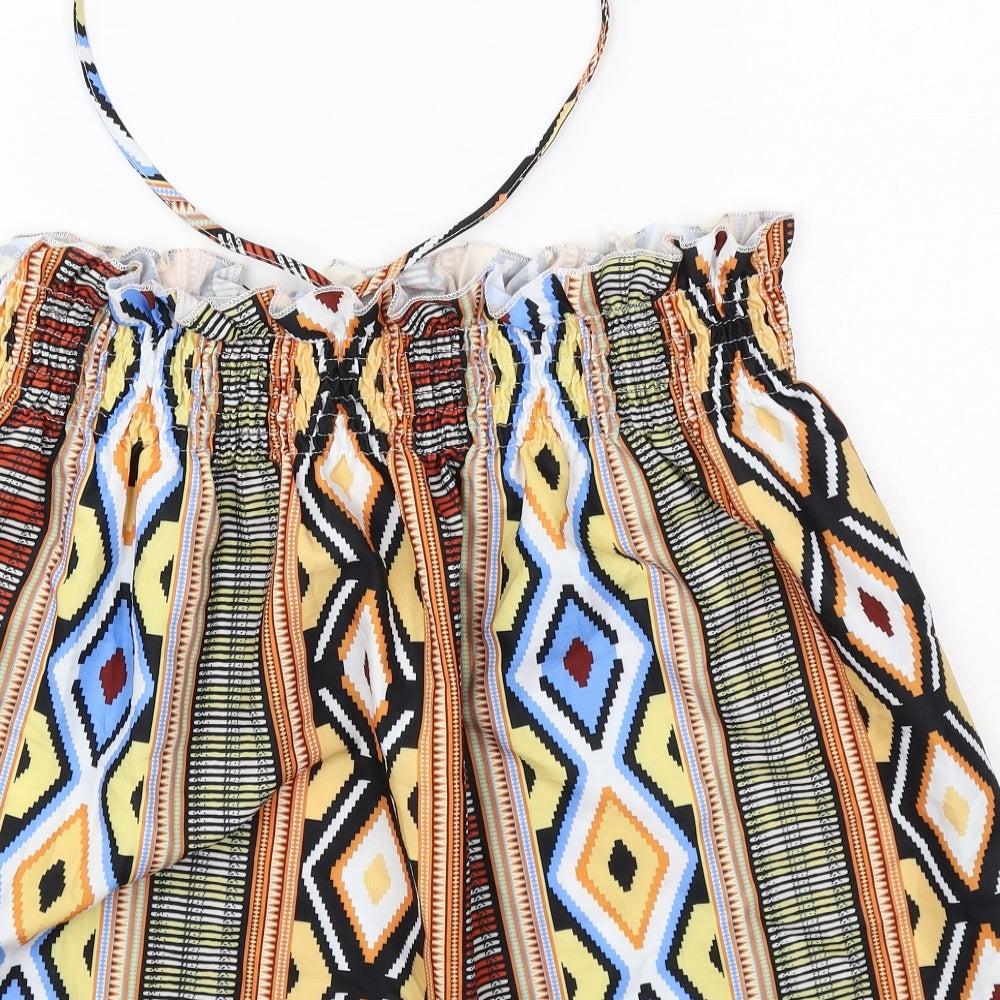 SheIn Womens Multicoloured Geometric Polyester Basic Tank Size S Halter