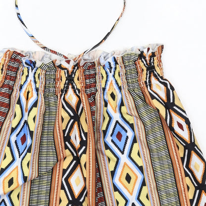 SheIn Womens Multicoloured Geometric Polyester Basic Tank Size S Halter