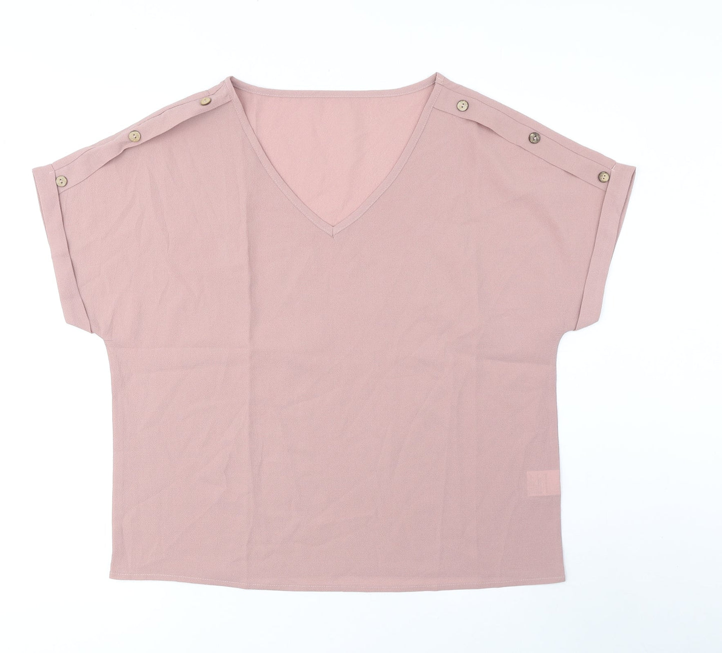 SheIn Womens Pink Polyester Basic Blouse Size L V-Neck