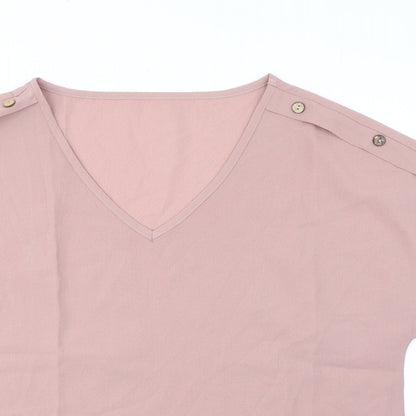 SheIn Womens Pink Polyester Basic Blouse Size L V-Neck