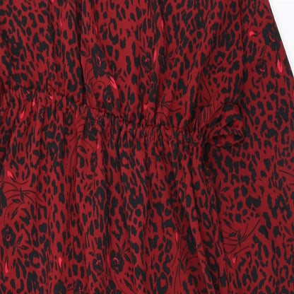 George Womens Red Animal Print Polyester Fit & Flare Size 10 Round Neck Pullover