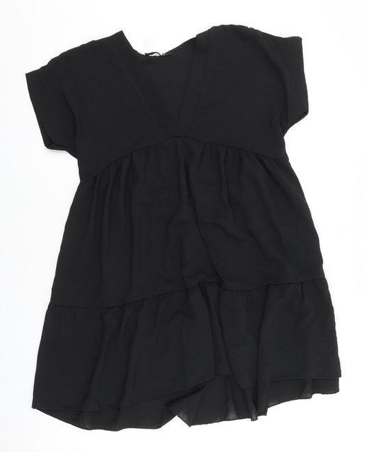 Quiz Womens Black Polyester Fit & Flare Size L V-Neck Pullover