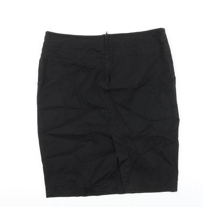 Divided Womens Black Cotton Straight & Pencil Skirt Size 8 Zip