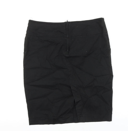 Divided Womens Black Cotton Straight & Pencil Skirt Size 8 Zip