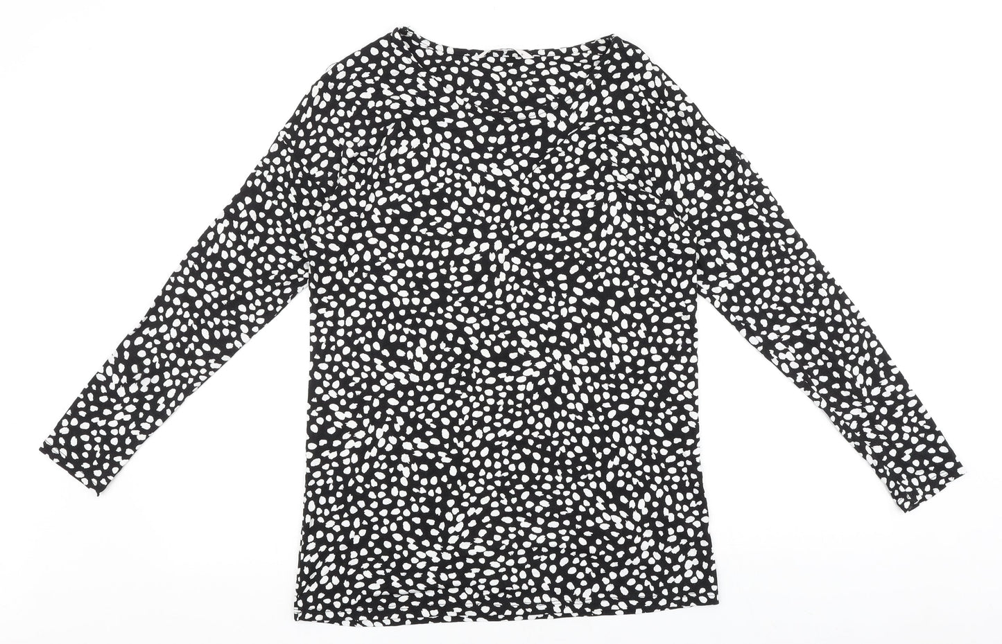 TU Womens Black Geometric Viscose Basic Blouse Size 8 Boat Neck