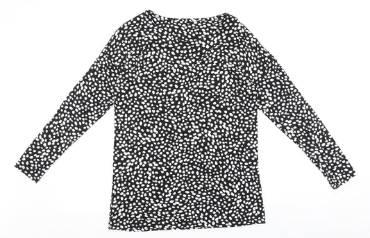 TU Womens Black Geometric Viscose Basic Blouse Size 8 Boat Neck