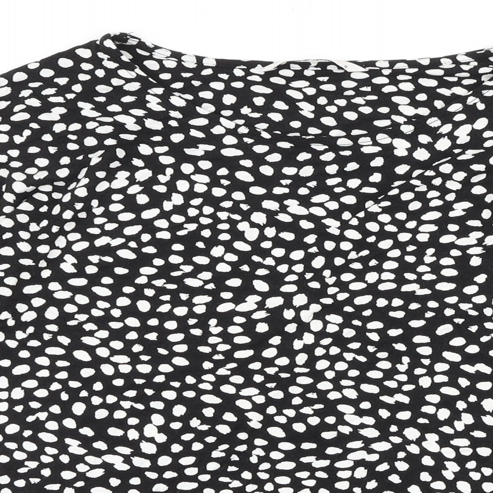 TU Womens Black Geometric Viscose Basic Blouse Size 8 Boat Neck